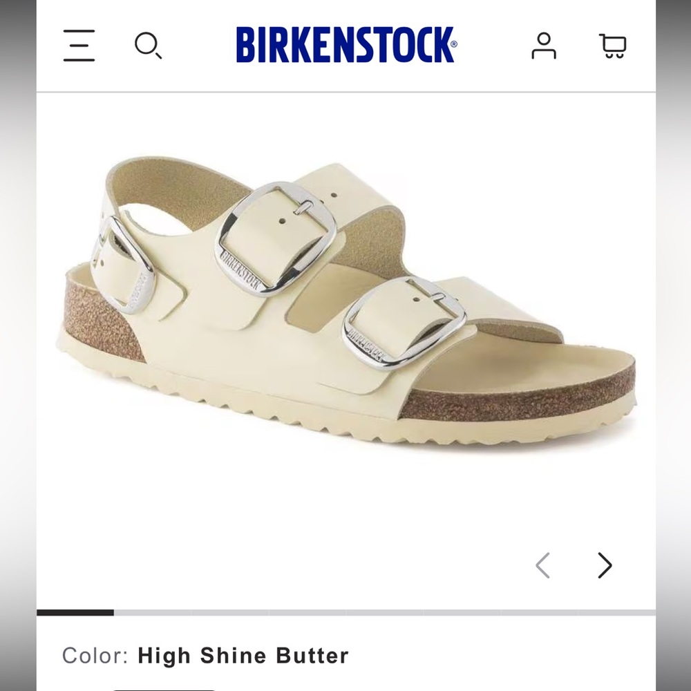 Birkenstock Milano Big Buckle, patent leather in high shine butter size 37